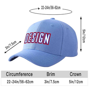 Custom Sky Blue White-Royal Curved Eaves Sport Design Baseball Cap