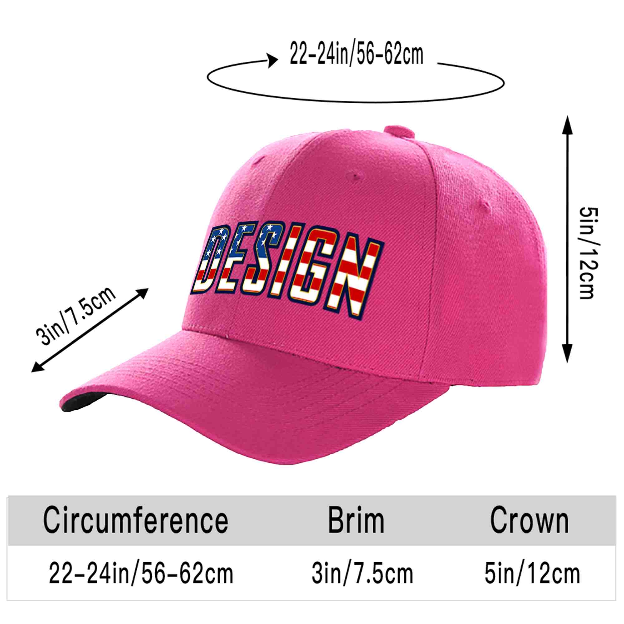 Custom Rose Red Vintage USA Flag-Gold Curved Eaves Sport Design Baseball Cap