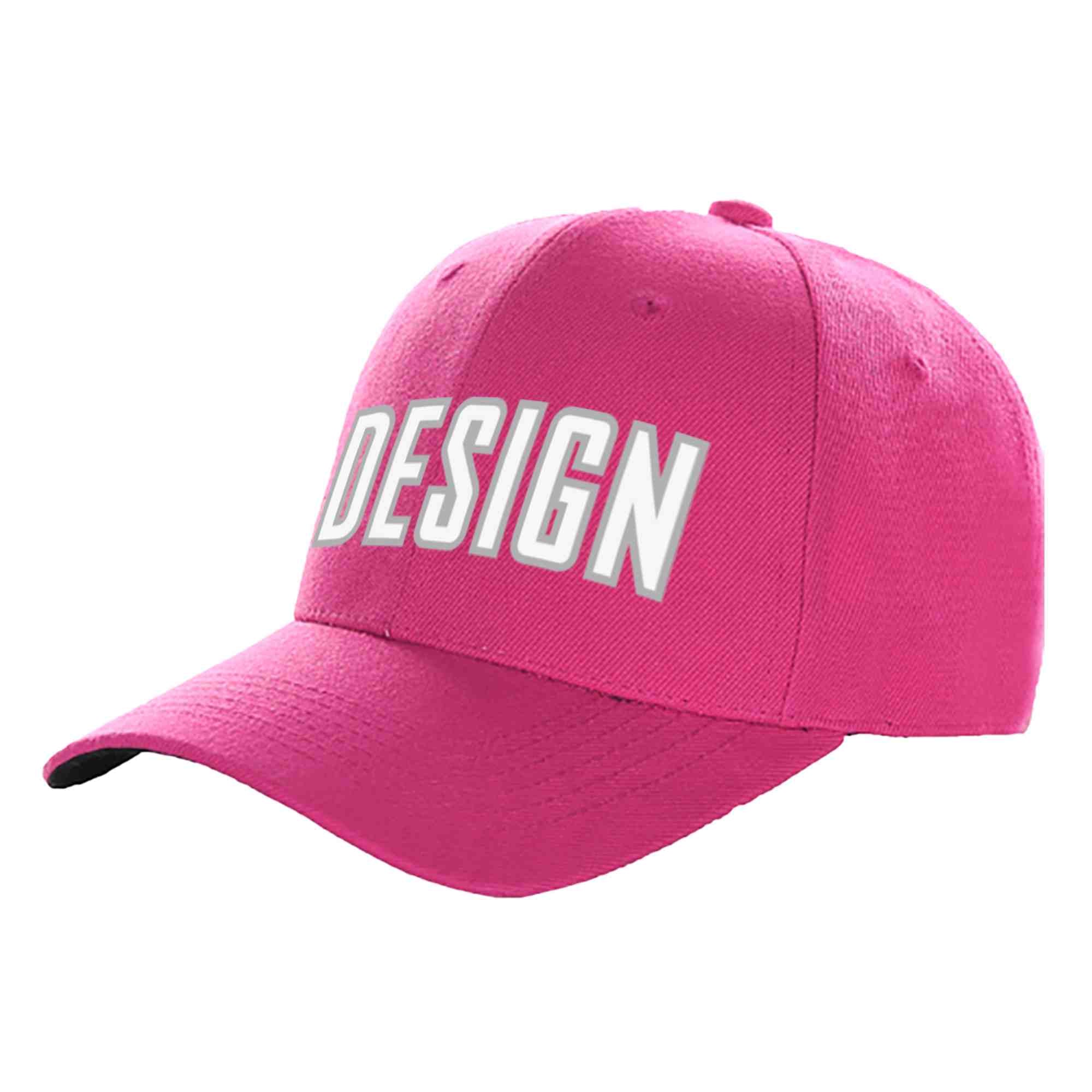 Casquette de baseball personnalisée rose rouge blanc-gris avec avant-toit incurvé