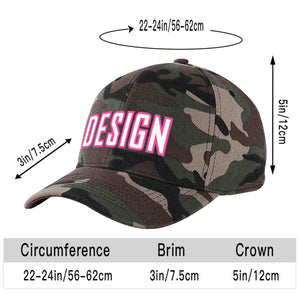 Custom Camo White-Pink Curved Eaves Sport Design Baseball Cap