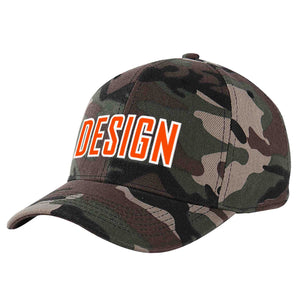 Casquette de baseball personnalisée camouflage orange-blanc avec avant-toit incurvé et design sportif