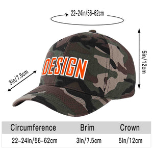 Custom Camo Orange-White Curved Eaves Sport Design Baseball Cap