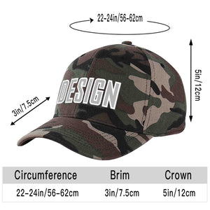 Custom Camo Gray-White Curved Eaves Sport Design Baseball Cap