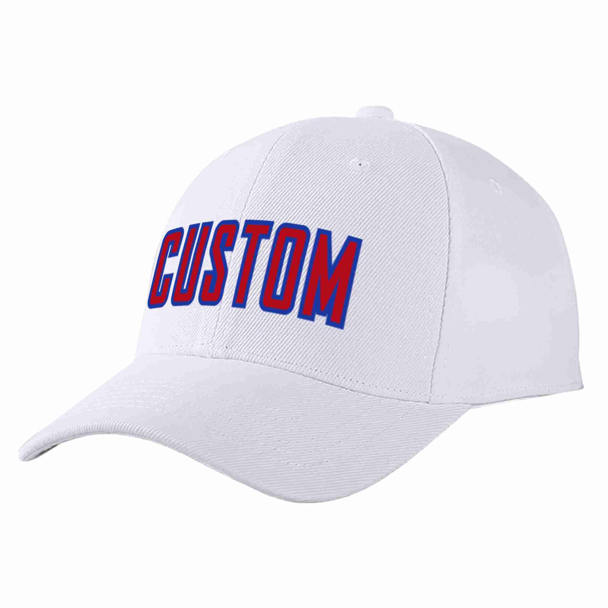 Custom White Red-Royal Curved Eaves Sport Baseball Cap Design for Men/Women/Youth