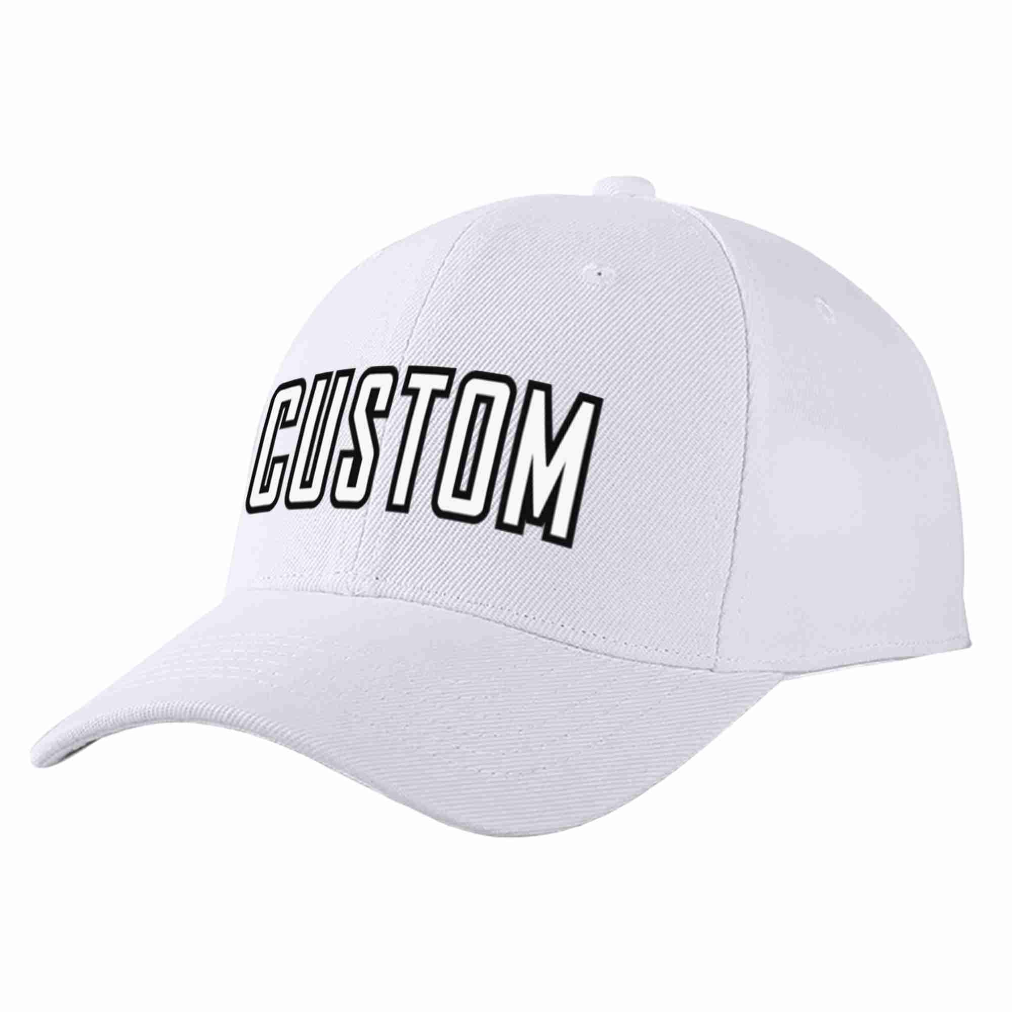 Conception personnalisée de casquette de baseball de sport incurvée blanc-noir blanc pour hommes/femmes/jeunes