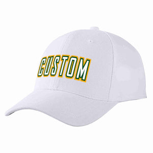 Conception personnalisée de casquette de baseball de sport incurvée blanc-vert Kelly pour hommes/femmes/jeunes