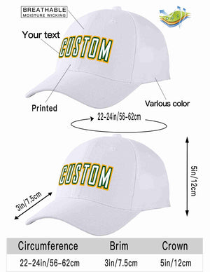 Conception personnalisée de casquette de baseball de sport incurvée blanc-vert Kelly pour hommes/femmes/jeunes