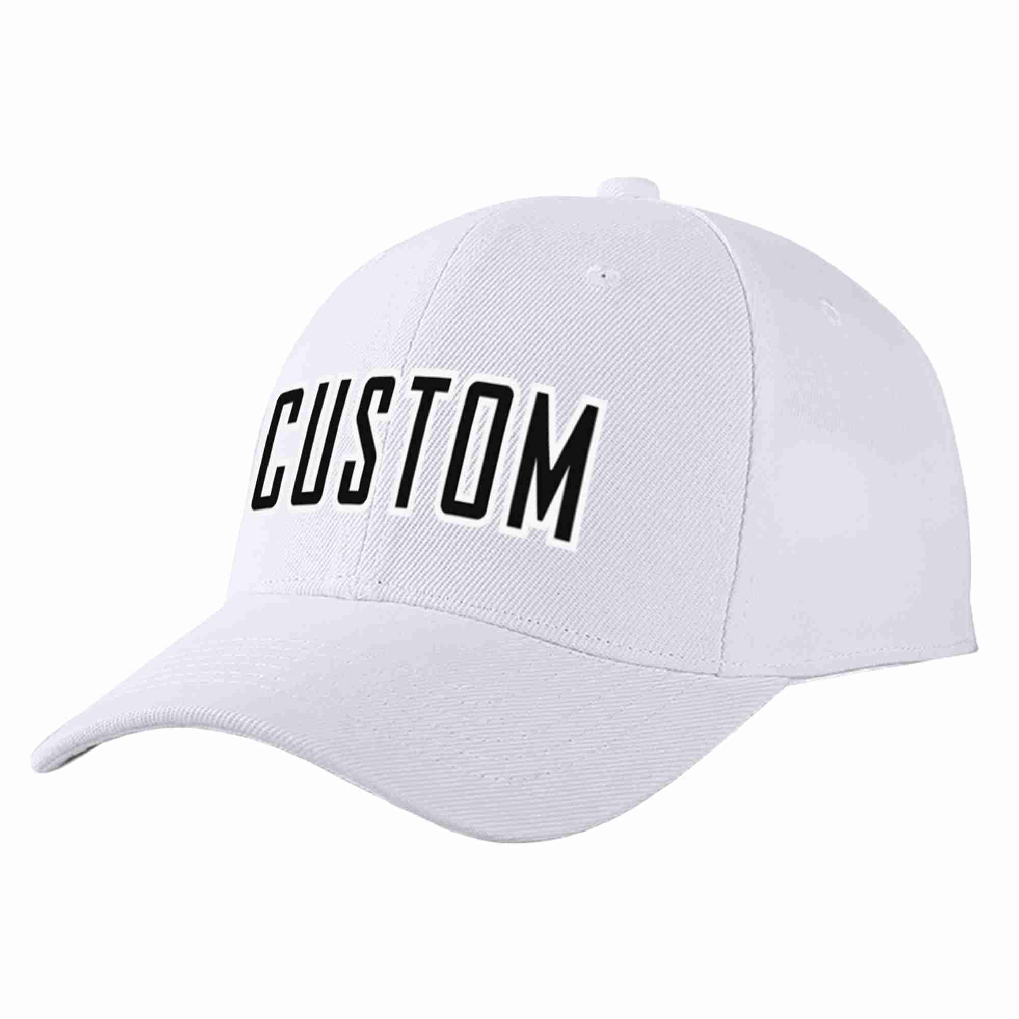 Conception personnalisée de casquette de baseball de sport incurvée blanc noir-blanc pour hommes/femmes/jeunes