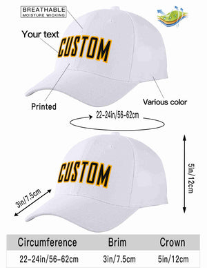 Conception personnalisée de casquette de baseball de sport incurvée blanc noir-jaune pour hommes/femmes/jeunes