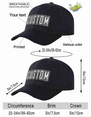 Custom Black White-Black Curved Eaves Sport Baseball Cap Design for Men/Women/Youth