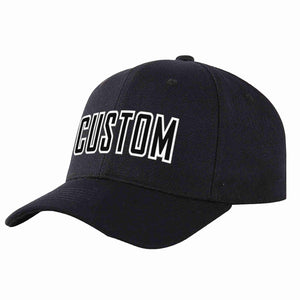 Conception personnalisée de casquette de baseball de sport incurvée noir noir-blanc pour hommes/femmes/jeunes