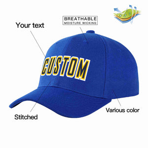 Custom Royal Navy-Yellow Curved Eaves Sport Baseball Cap Design for Men/Women/Youth