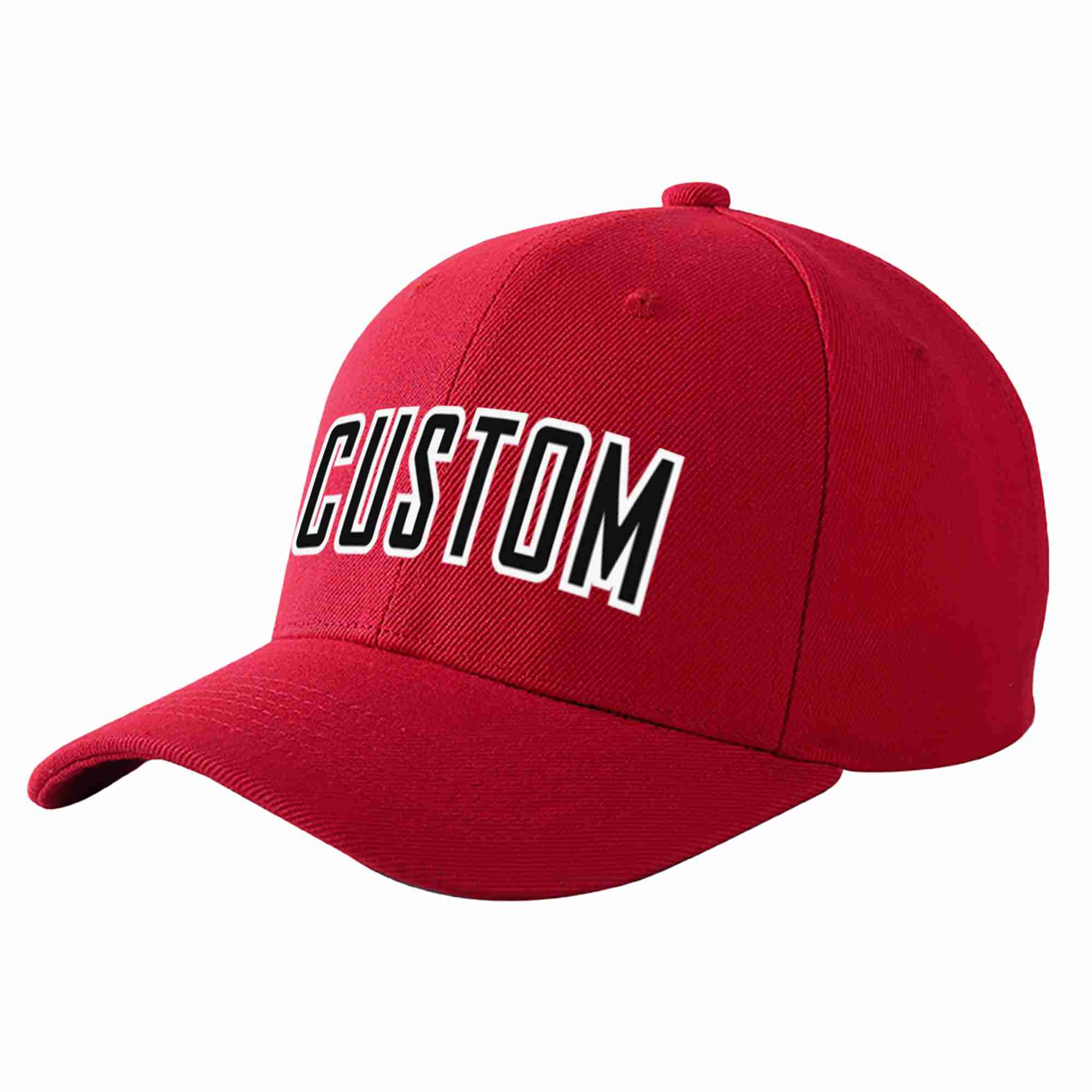 Conception personnalisée de casquette de baseball de sport incurvée rouge noir-blanc pour hommes/femmes/jeunes