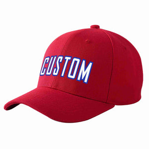 Conception personnalisée de casquette de baseball de sport courbée rouge blanc-royal pour hommes/femmes/jeunes