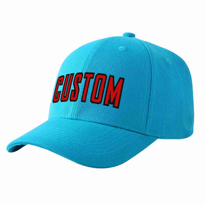 Custom Aqua Red-Black Curved Eaves Sport Baseball Cap Design for Men/Women/Youth