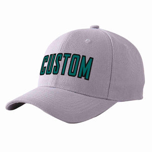 Custom Gray Aqua-Black Curved Eaves Sport Baseball Cap Design for Men/Women/Youth