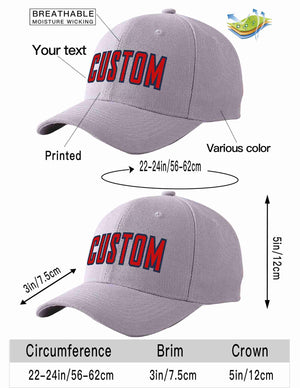 Custom Gray Red-Navy Curved Eaves Sport Baseball Cap Design for Men/Women/Youth