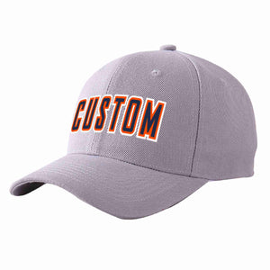 Custom Gray Navy-Orange Curved Eaves Sport Baseball Cap Design for Men/Women/Youth