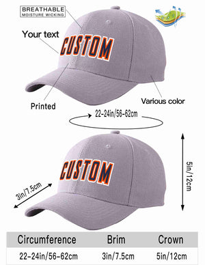 Custom Gray Navy-Orange Curved Eaves Sport Baseball Cap Design for Men/Women/Youth