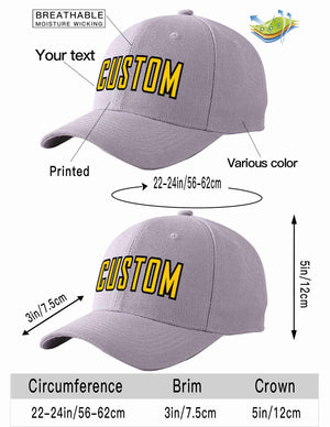 Custom Gray Gold-Black Curved Eaves Sport Baseball Cap Design for Men/Women/Youth