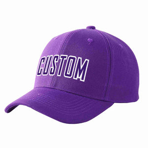 Conception personnalisée de casquette de baseball de sport incurvée violet-blanc pour hommes/femmes/jeunes