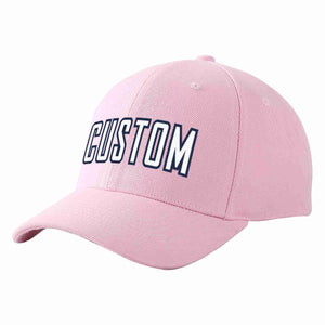 Custom Pink White-Navy Curved Eaves Sport Baseball Cap Design for Men/Women/Youth