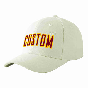 Custom Cream Crimson-Gold Curved Eaves Sport Baseball Cap Design for Men/Women/Youth