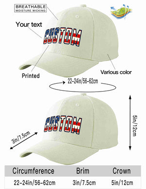 Custom Cream Vintage USA Flag-Gold Curved Eaves Sport Baseball Cap Design for Men/Women/Youth