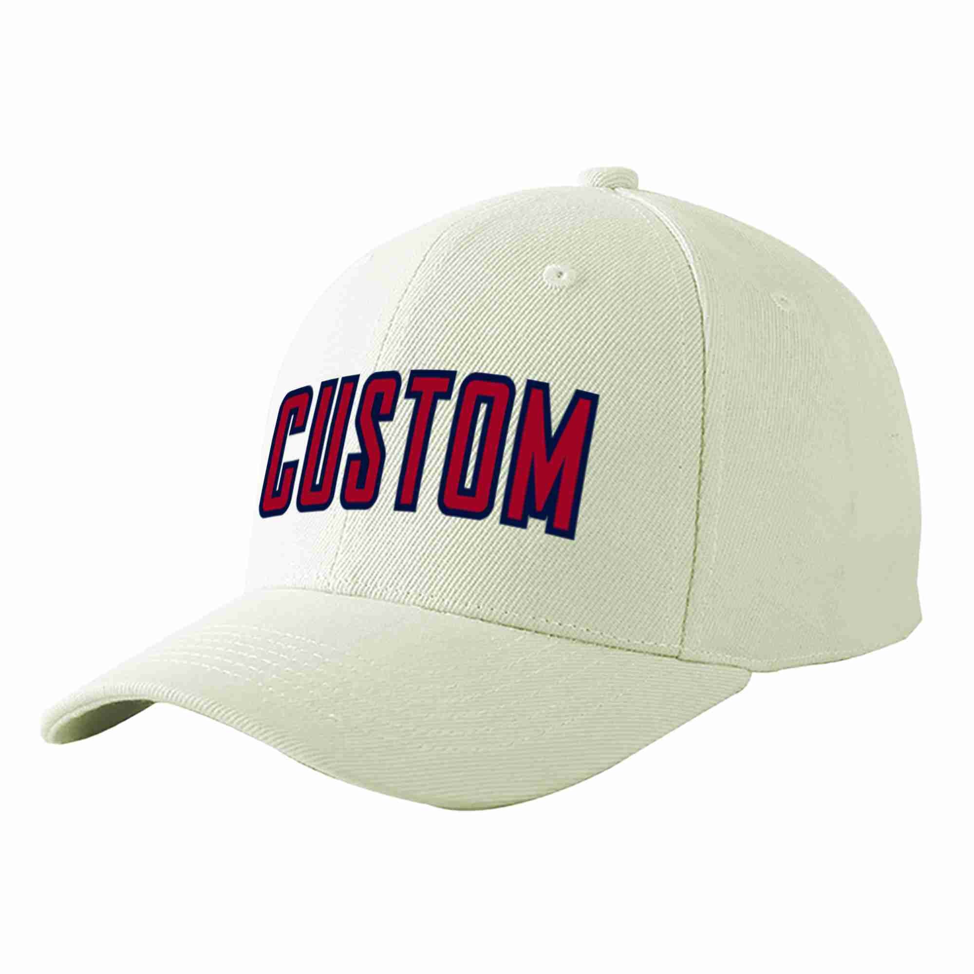 Casquette de baseball de sport incurvée rouge-marine crème personnalisée pour hommes/femmes/jeunes