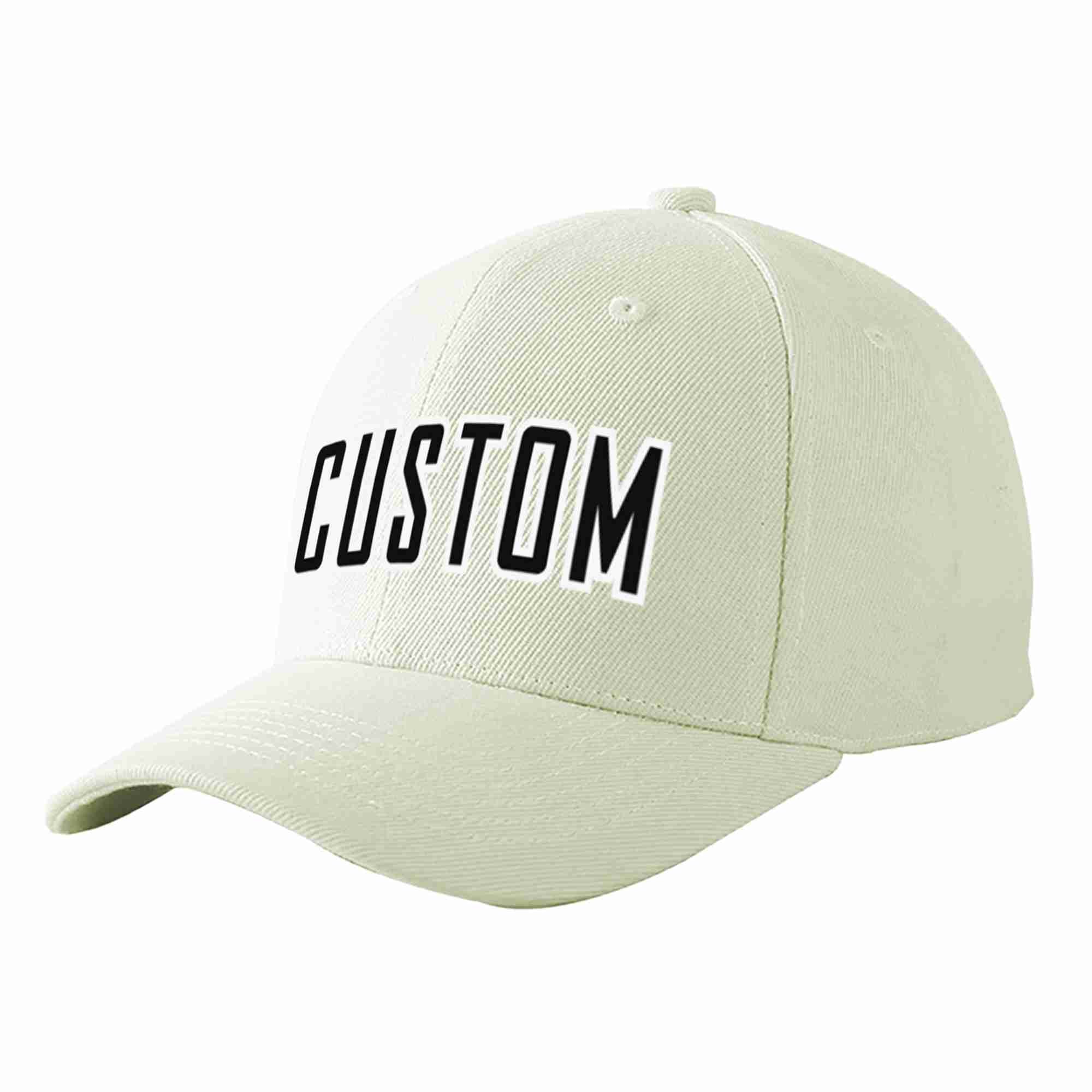 Conception personnalisée de casquette de baseball de sport incurvée noir-blanc crème pour hommes/femmes/jeunes