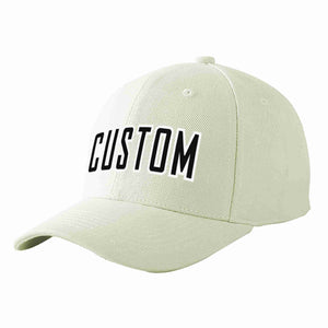 Custom Cream Black-White Curved Eaves Sport Baseball Cap Design for Men/Women/Youth