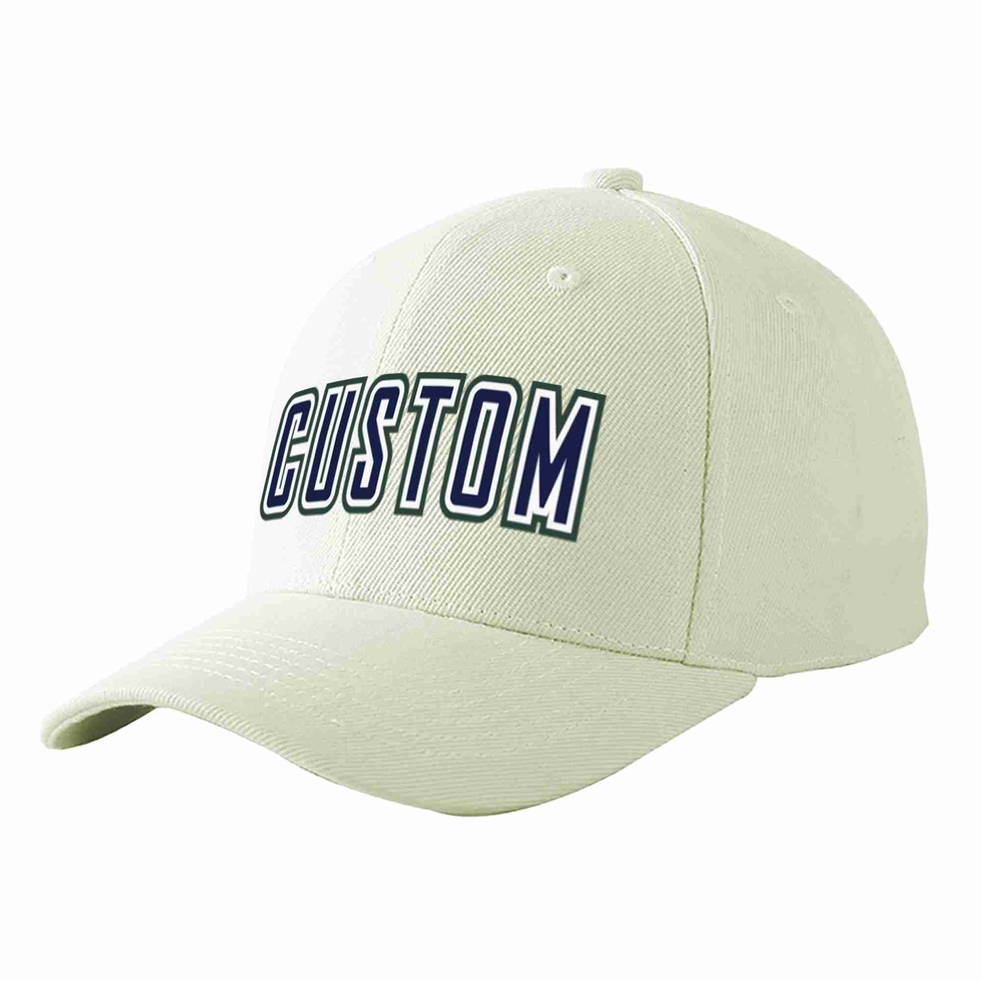 Custom Cream Navy-White Curved Eaves Sport Baseball Cap Design for Men/Women/Youth