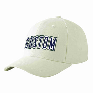 Custom Cream Navy-White Curved Eaves Sport Baseball Cap Design for Men/Women/Youth