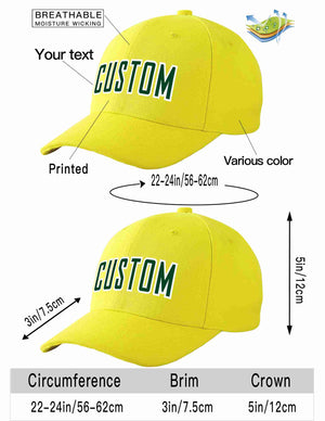 Conception personnalisée de casquette de baseball de sport incurvée jaune vert-blanc pour hommes/femmes/jeunes