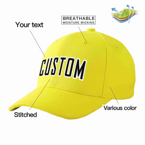 Custom Yellow Black-White Curved Eaves Sport Baseball Cap Design for Men/Women/Youth