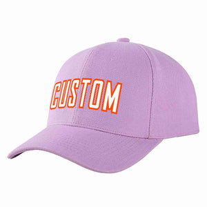 Custom Light Purple White-Orange Curved Eaves Sport Baseball Cap Design for Men/Women/Youth