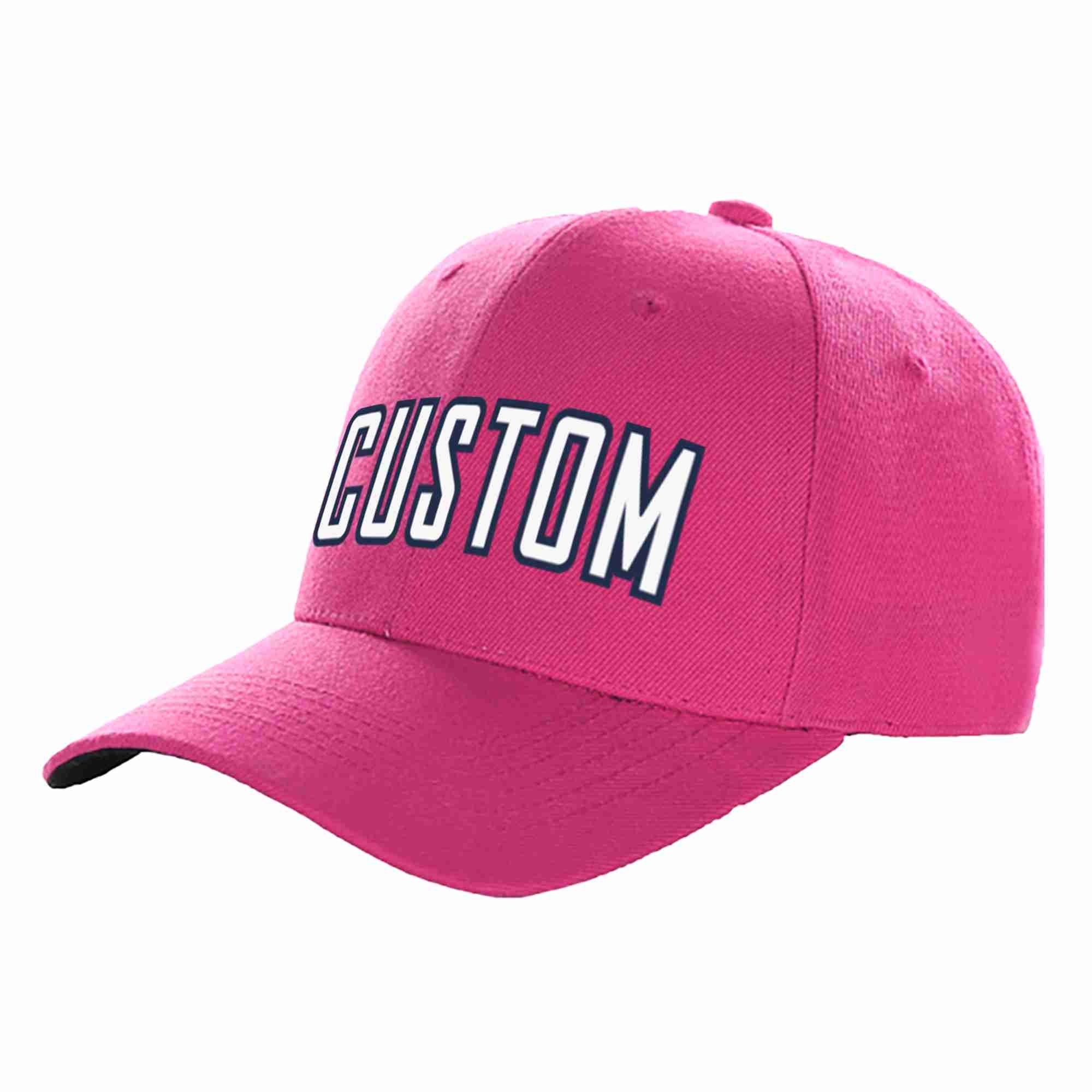 Conception personnalisée de casquette de baseball de sport à avant-toit incurvée rose rouge blanc-marine pour hommes/femmes/jeunes