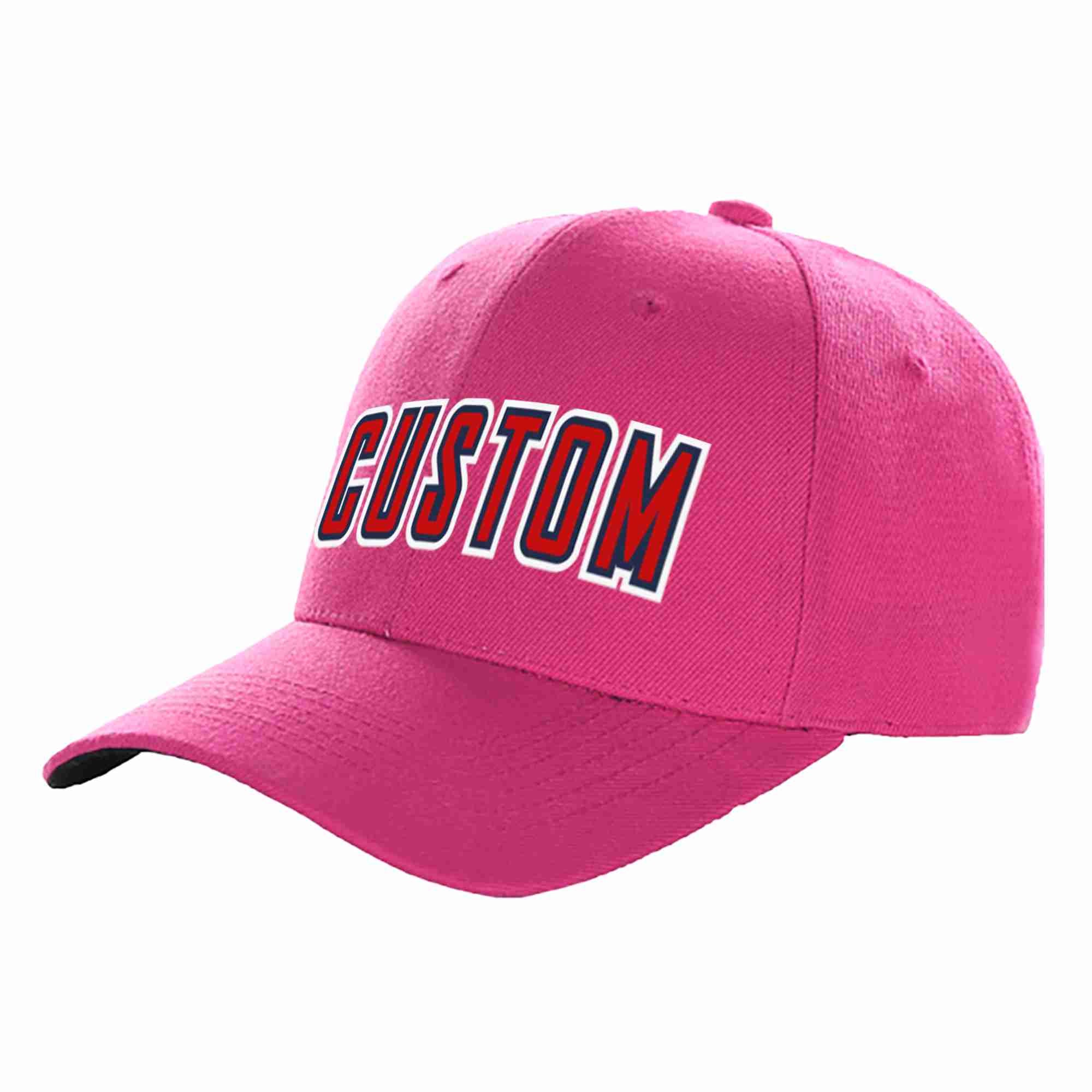 Conception personnalisée de casquette de baseball de sport à avant-toit incurvé rouge-marine rouge rose pour hommes/femmes/jeunes