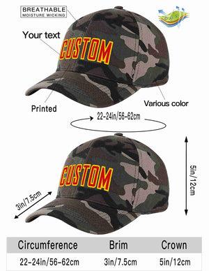 Custom Camo Red-Yellow Curved Eaves Sport Baseball Cap Design for Men/Women/Youth