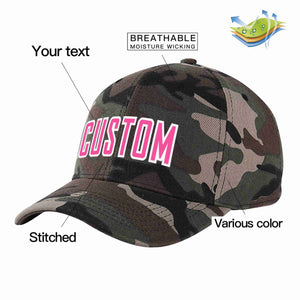 Custom Camo Pink-White Curved Eaves Sport Baseball Cap Design for Men/Women/Youth