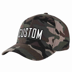 Custom Camo White-Black Curved Eaves Sport Baseball Cap Design for Men/Women/Youth