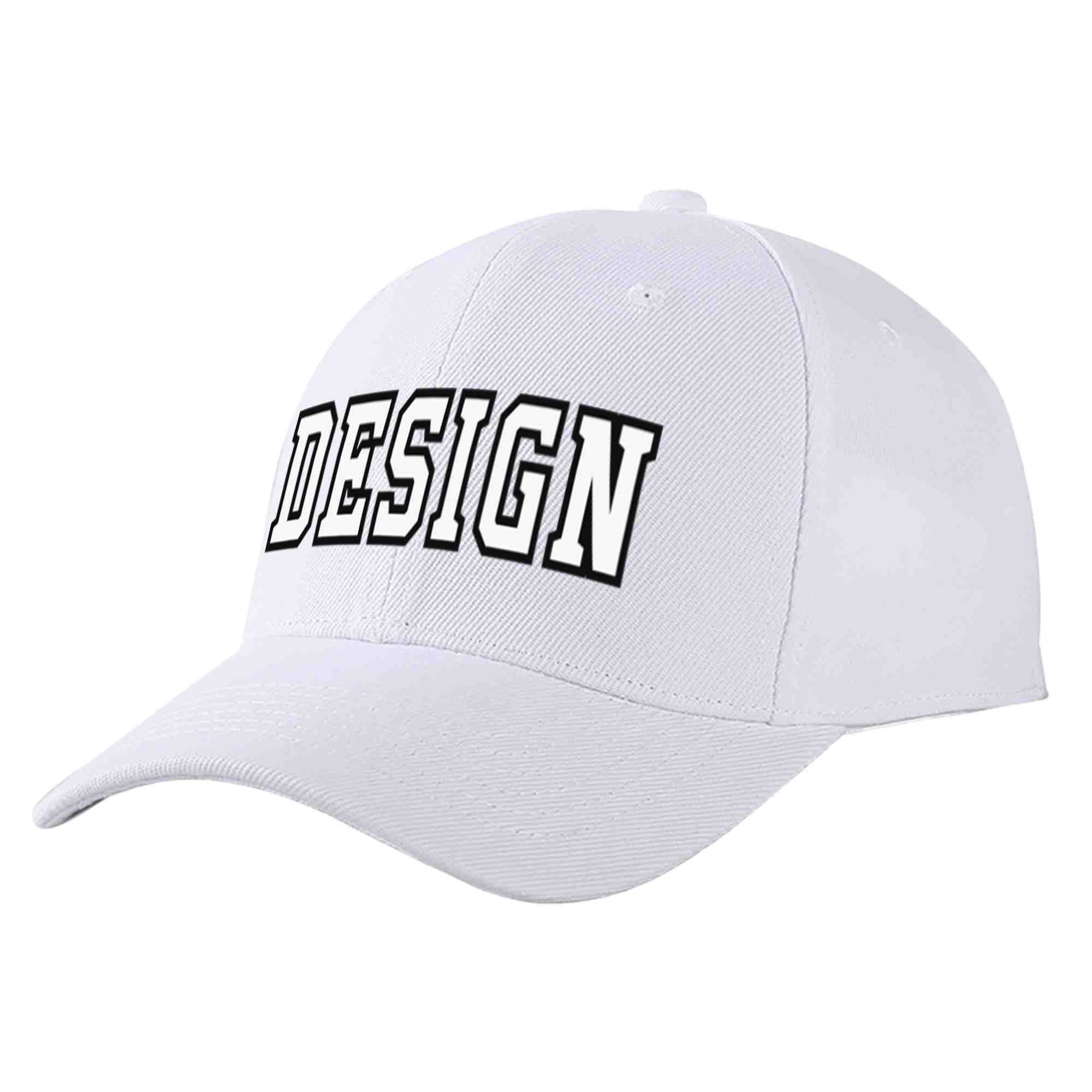 Custom White White-Black Curved Eaves Sport Design Baseball Cap