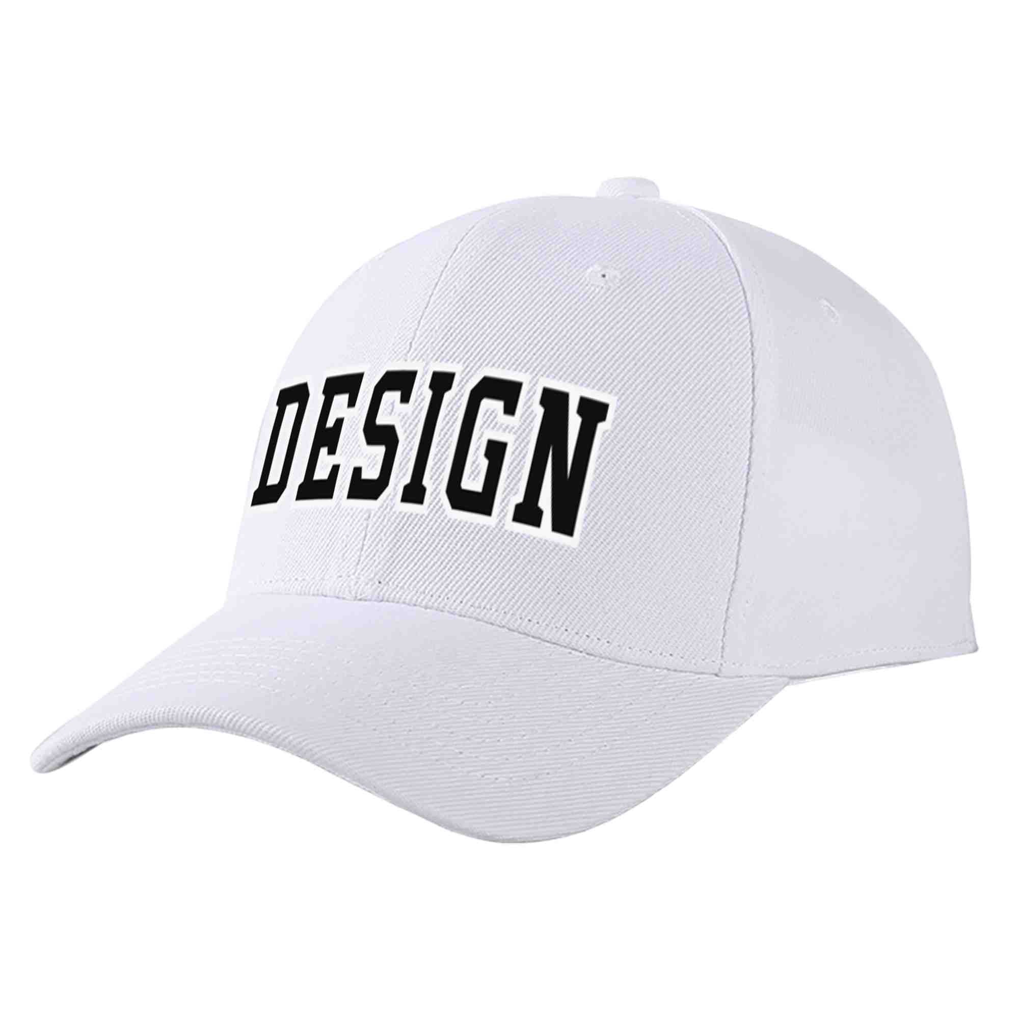 Custom White Black-White Curved Eaves Sport Design Baseball Cap