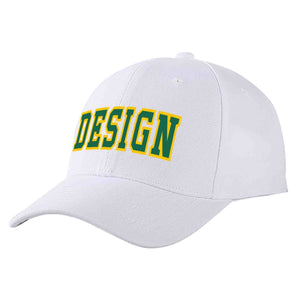 Casquette de baseball personnalisée blanche Kelly vert-jaune courbée Eaves Sport Design