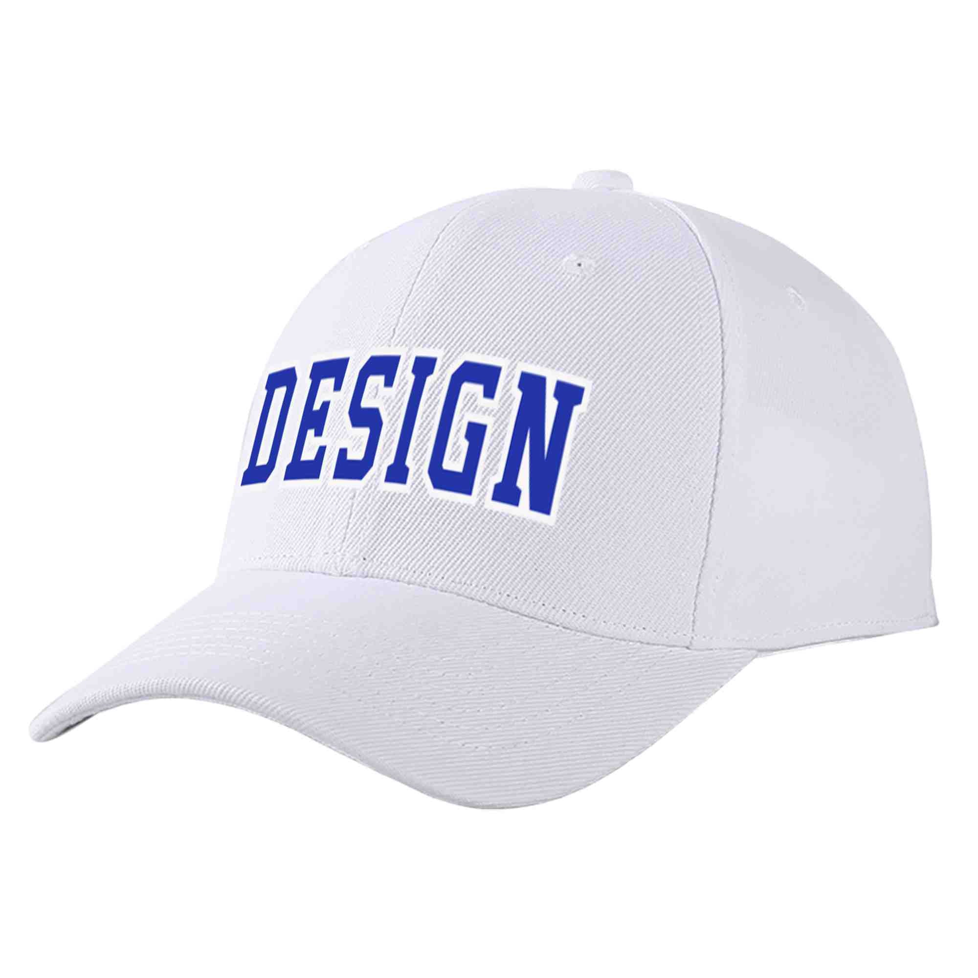 Custom White Royal-White Curved Eaves Sport Design Baseball Cap