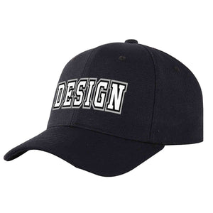 Casquette de baseball personnalisée noire, blanche et noire, design sportif, avec avant-toit incurvé