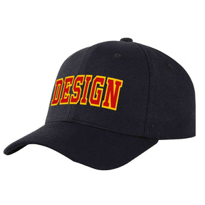 Custom Black Red-Yellow Curved Eaves Sport Design Baseball Cap