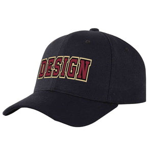 Custom Black Crimson-Black Curved Eaves Sport Design Baseball Cap