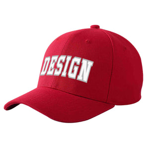 Custom Red White-Gray Curved Eaves Sport Design Baseball Cap