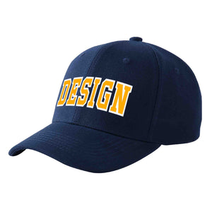 Casquette de baseball courbée personnalisée jaune-blanc avec avant-toit, design sportif